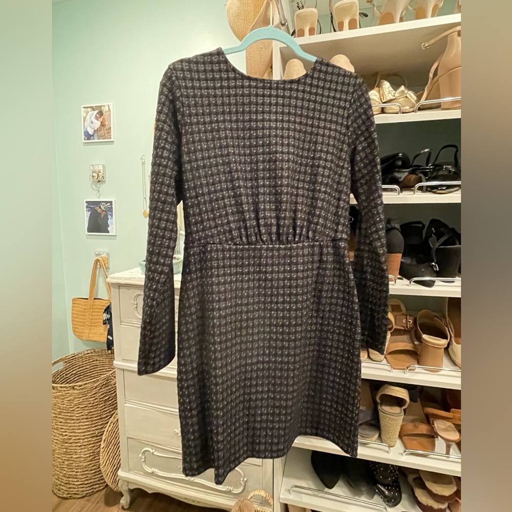 LOFT Black and Gray Long Sleeve Dress NWT